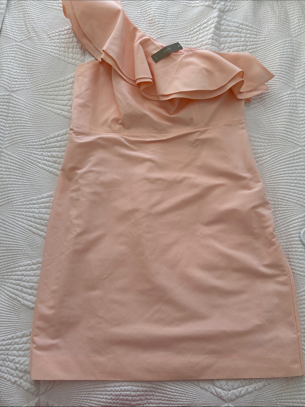 J. Crew One-Shoulder Ruffle Dress in Peach